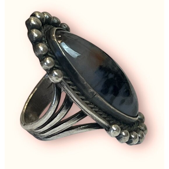 *Sunset In Forest* VTG Native American Sterling Silver Picture Agate Ring 3.25 - Picture 3 of 10